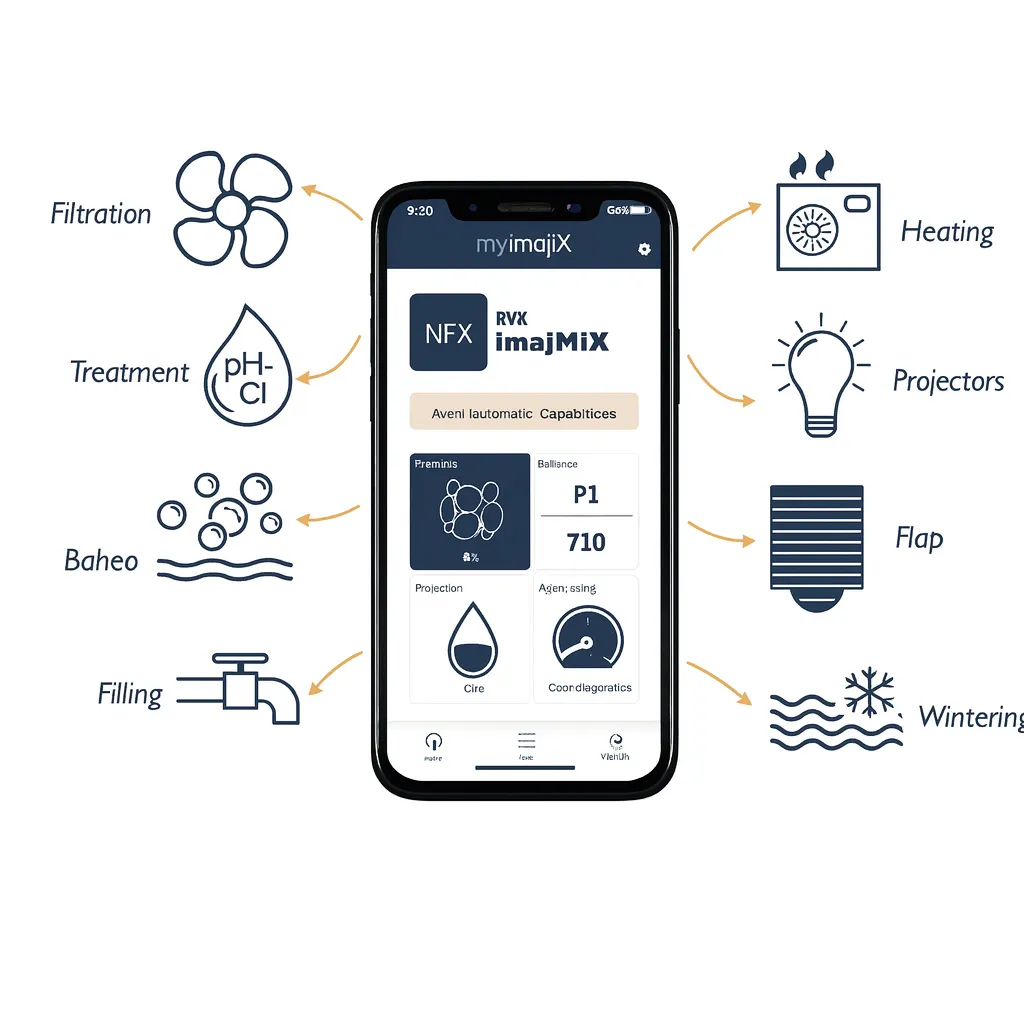 NFX imajiXアプリのスマートプール機能一覧（フィルター・薬剤・照明・加温など）