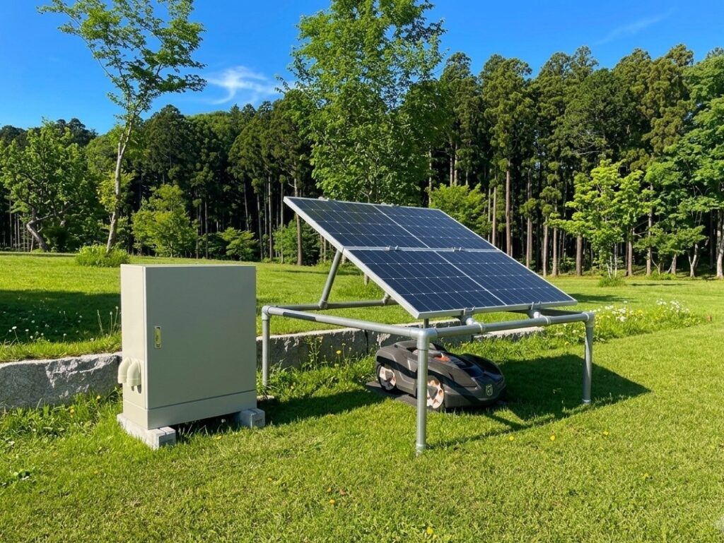 太陽光パネルと蓄電設備でオートモアを稼働するオフグリッド展示